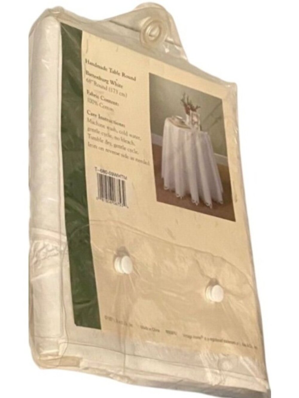 Vintage Home Tablecloth Handmade 68" Round Battenburg White 100% Cotton Sealed - Picture 8 of 9